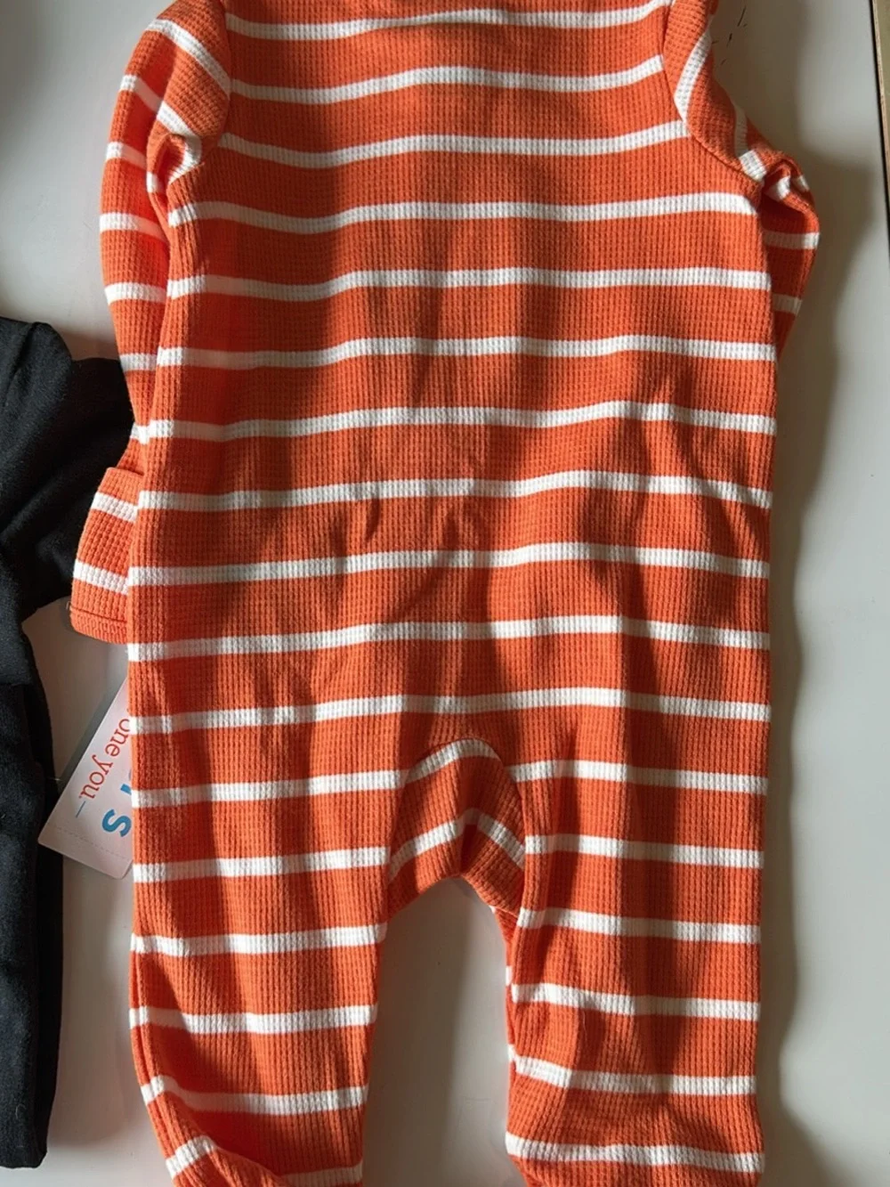 Carter's Black Cat Hooded Romper & Orange Striped Pumpkin Footie Set